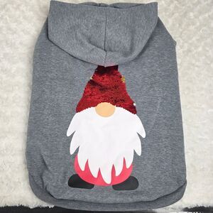 Heart to Tail Gray Santa Sequin Hoodie Size Large